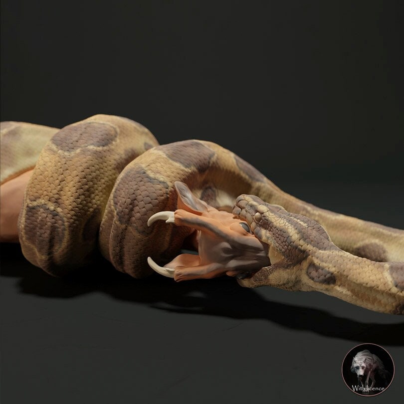 Resin Diorama With Burmese Python and Muntiacus: Paintable Miniatures ...