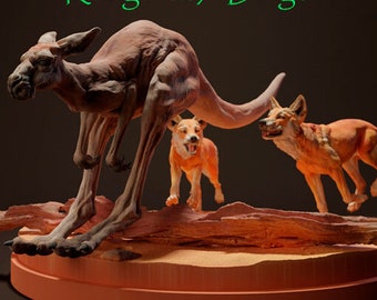 Kangaroo and Dingo Miniatures to Paint: Detailed Replicas of the Australian Icon and Canine