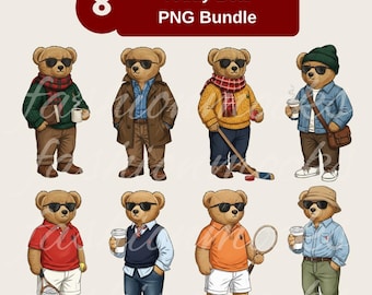Vintage klassieke teddybeerkunst • Handgeschilderde luxe RL-stijl clipart-png-set
