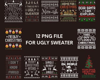 Kerst lelijke trui sjablonen, lelijke trui Svg, kerst trui bundel Svg, lelijke trui SVG voor Cricut, lelijke trui lettertype Svg, png