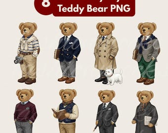 Luxe teddybeer png-bundel – borduurontwerpen oud geld. -Teddybeer, png