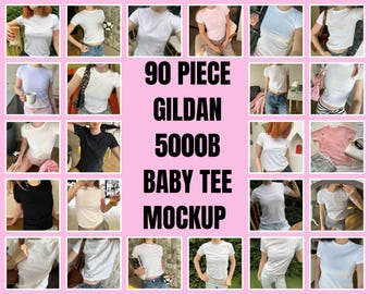 Mockupbundel Gildan 5000B baby-T-shirt, echt model (digitale download)