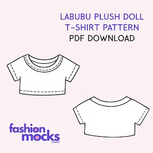Labubu Plush Doll T-Shirt Sewing Pattern PDF | DIY Clothes for Labubu | Printable Doll Outfit Template