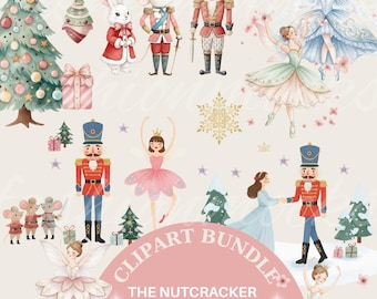 Aquarel notenkraker clipart, kerstballet png (digitale download)