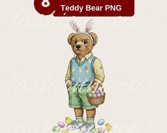 Luxe paasaquarelbundel – op RL geïnspireerde teddybeer (digitaal bestand)