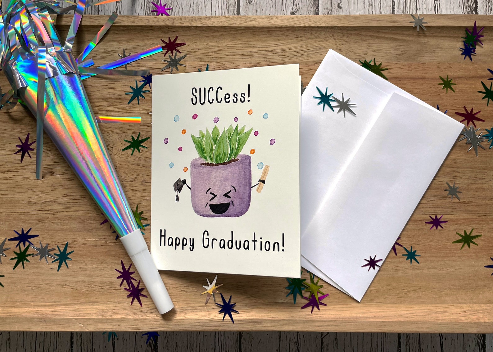 Graduation Pun Greeting Cards Watercolor Illustrations (individual or 5 — free download
