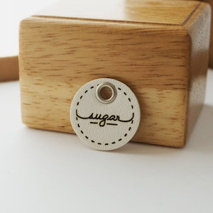 Handmade Leather Tag | Laced Letters | Leather Dog ID Tag, Quiet Dog ID, Silent Tag, Dog Tag, Dog, Cat ID, Small Dog Tag, Microchip