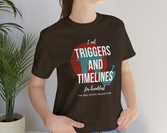 Triggers and Timelines Unisex Jersey Short Sleeve Tee - Dark with Light Text