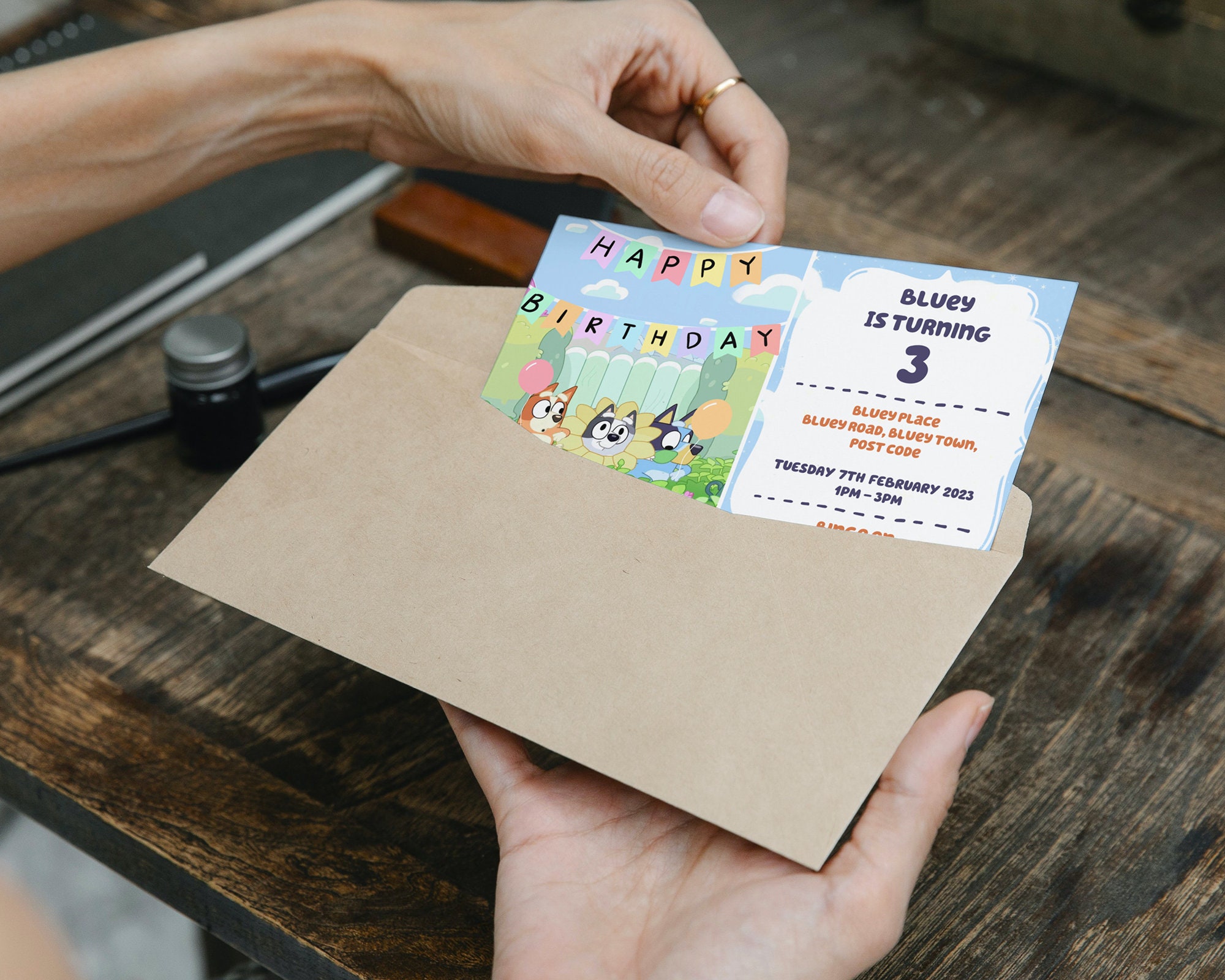 Bluey Party Invitations & Envelopes Bluey Birthday Party Etsy UK