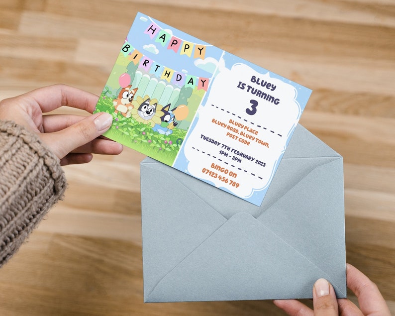 Bluey Party Invitations & Envelopes Bluey Birthday Party Etsy UK