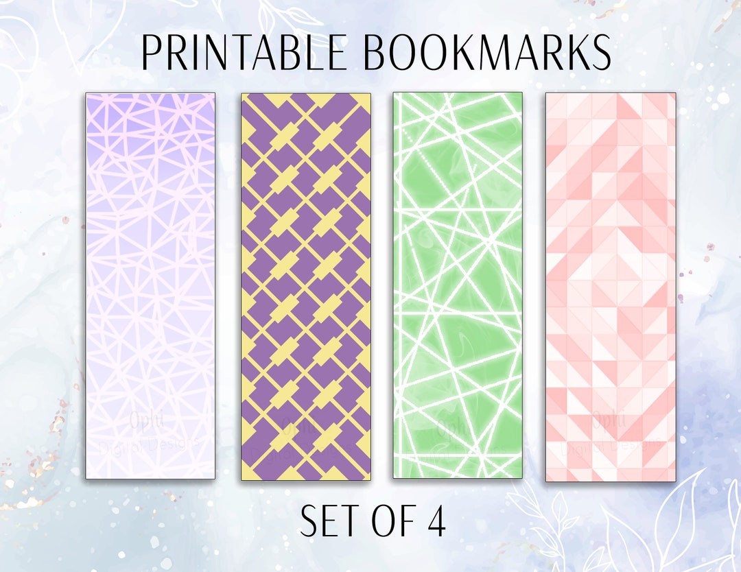 Geometric Art, Printable Bookmark Set Etsy
