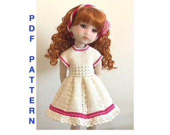 Modèle numérique de robe et de serre-tête au crochet pour une poupée de 34,5 cm (30,5 cm) telle que Ruby Red Fashion Friends