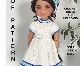 Crochet Dress and Headband digital pattern for a 14.5 inch doll such as Ruby Red Fashion Friends