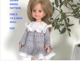 Doll Dress Knitting Pattern: Top Down Design for a 12.5 inch doll such as Paola Reina Amiga
