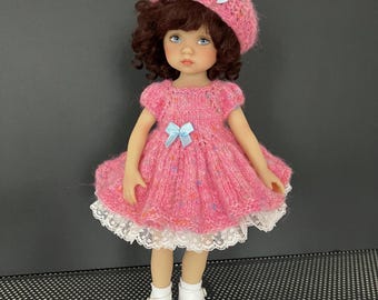 Diana Effner Boneka 3 piece outfit, dress, hat and petticoat, hand made for a 10 inch doll