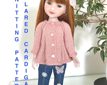 PDF Pattern to knit a Flared Top Down Cardigan for a 14/15 inch doll such as Ruby Red Fashion Friend