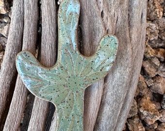 Handmade ceramic cactus ornament, made in arizona, whimsical ornament