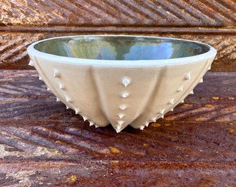 Porcelain handmade cactus inspired bowl, wheel thrown, centerpiece, modern bowl, nature bowl