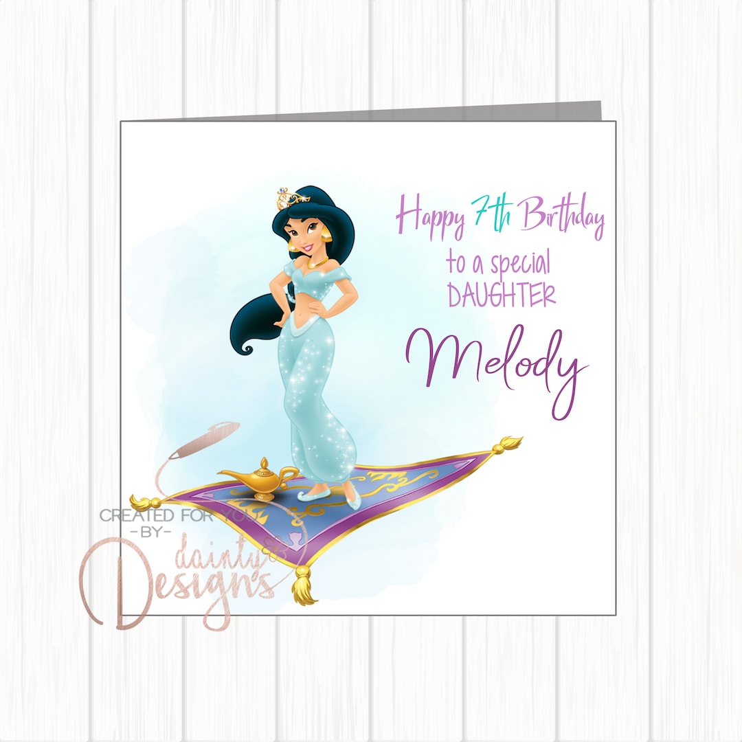 Personalised Disney Princess Jasmine Birthday Card Daughter - Etsy