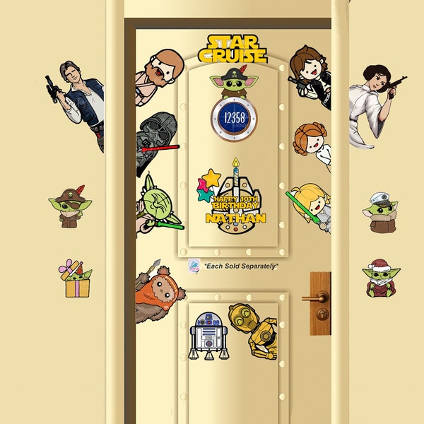 Star Wars - Disney inspired Magnets For Cruise Ships/ Han solo, Leia, Luke, Yoda, Obi-wan, Darth Vader /Gift ideas /Cruise Door Decor