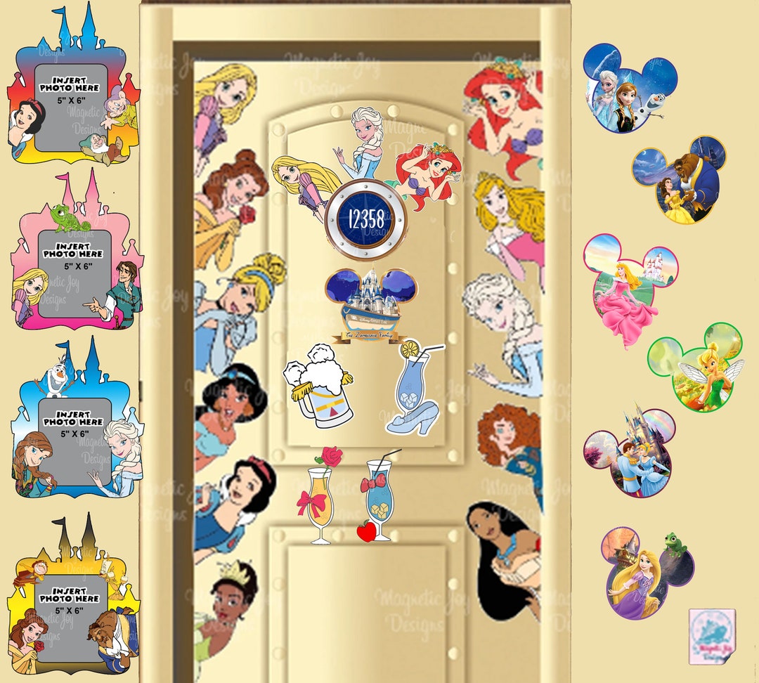 Princesses disney-inspired Cruise Magnets/ariel/rapunzel/aurora/elsa ...