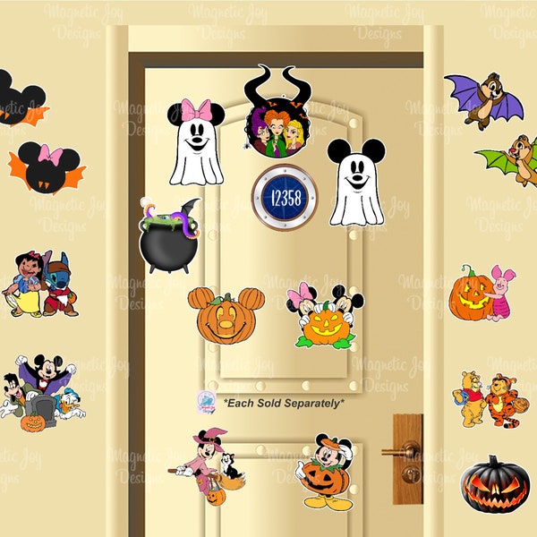 Halloween- Disney-inspired Magnets For Cruise Ships' Stateroom Doors/ Mickey, Minnie, Donald, Daisy, Goofy, Pluto/Chip n' Dale/witch magnet