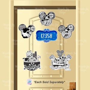 Classic Steamboat Willie, Minnie & Pete Vintage Disney-inspired Magnets For Cruise Ships' Stateroom Doors/ Mickey, Black and White cartoon
