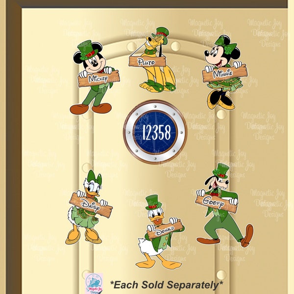 PERSONALIZED St. Patric's Day FULL Top Crew - Disney-inspired Magnets For Cruise Ships' Staterooms/Mickey/Minnie/Donald/Daisy/Goofy/Pluto