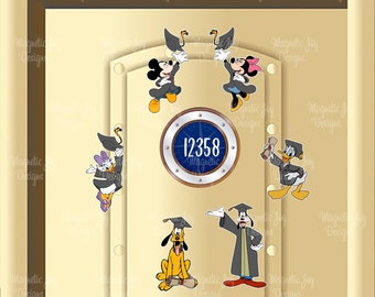 GRADUATING Mickey and Friends Graduation Gown - Disney-inspired Magnets For Cruise Ships' Staterooms/Mickey/Minnie/Donald/Daisy/Goofy/Pluto