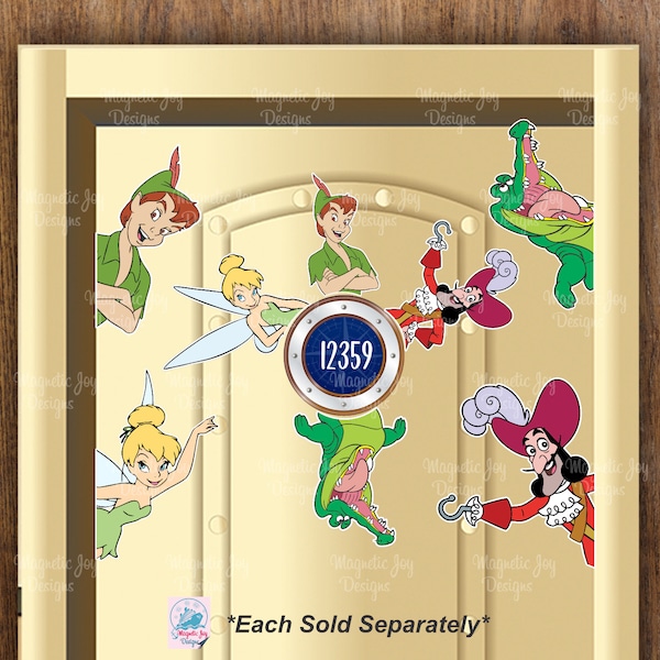 Peter Pan - Disney-inspired Magnets For Cruise Ships Door/ Peter Pan, Captain Hook, Tick-Tock Crocodile/Tinker Bell Cruise Door Decor