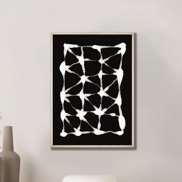Grid | Black & White drawing | Digital download Print | Decorative abstract Wall Art | minimal black Aestetic | mid century design home
