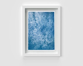 Blueworld abstract wall art one of a kind drawing color pencil on paper