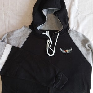full zip hoodie embroidered medicine wheel with wings