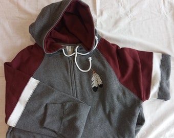 full zip hoodie embroidered feather