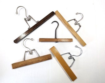 Setwell-type Wood / Metal Hangers Vintage Pants Skirt Coat Clamps Lot of 15