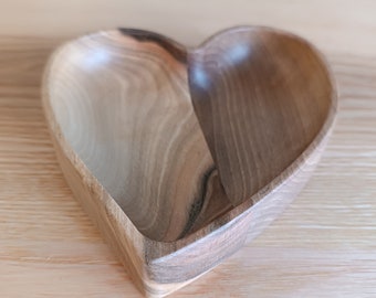 Handmade Walnut Wood Heart Shaped Bowl