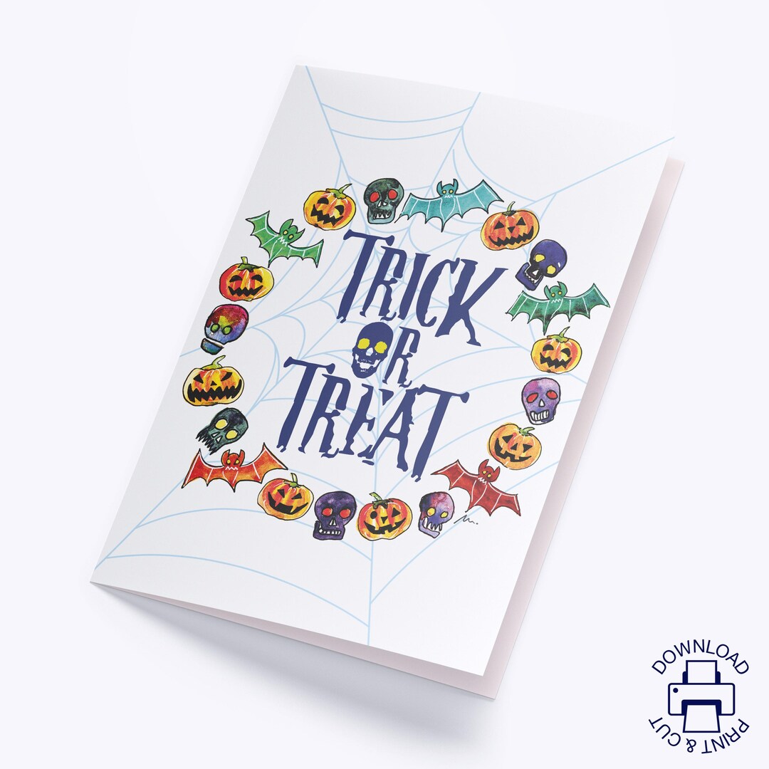Halloween Trick or Treat Card, Printable Greeting (digital Download) - Etsy