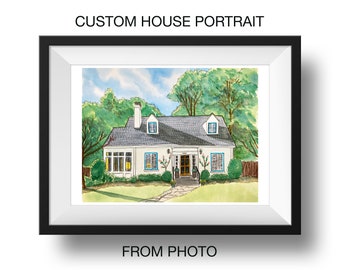 Custom portrait of your home. Custom house portrait from photo. Original paint. Hand illustrated portrait.