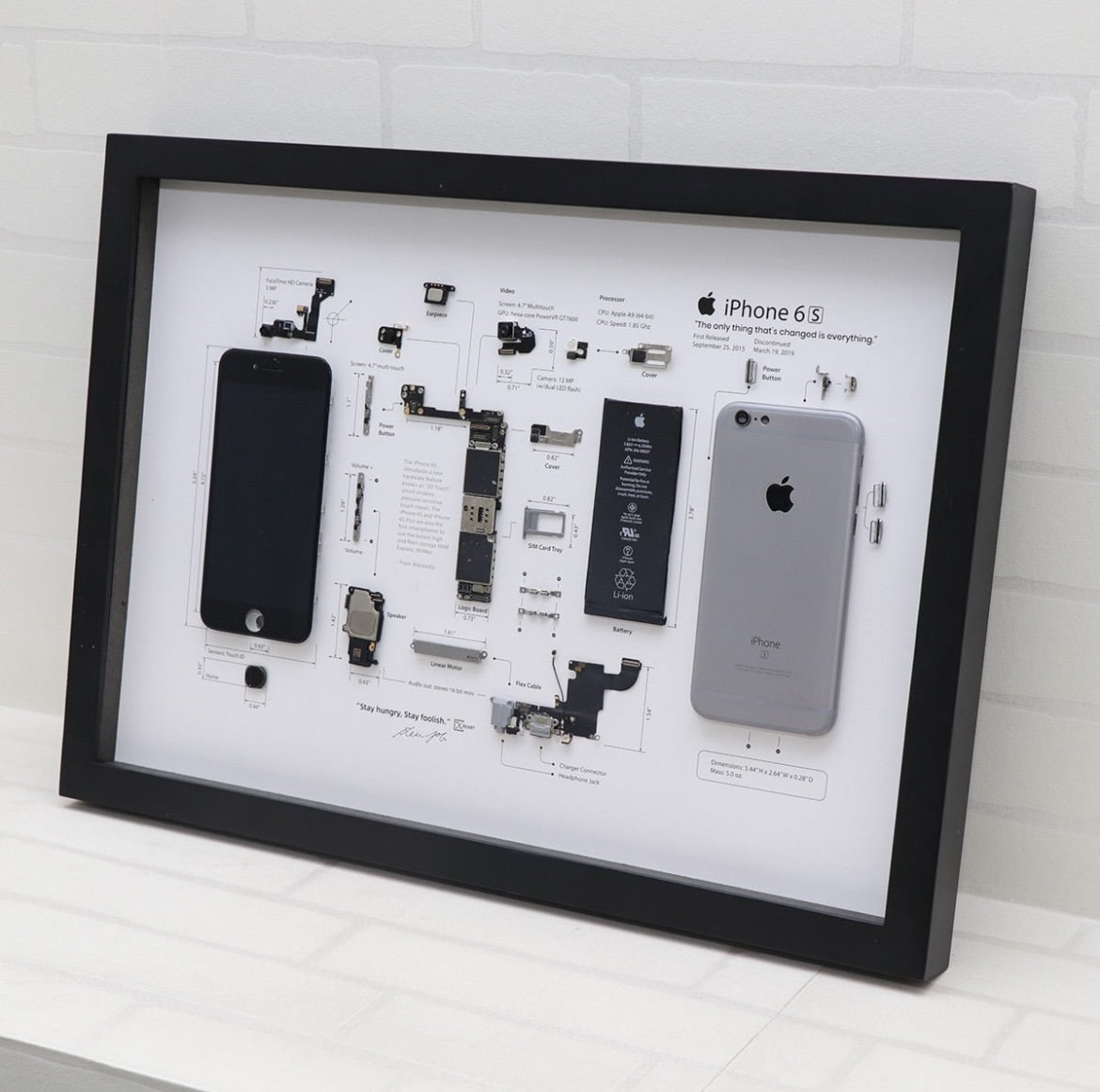 Framed iPhone 6s Disassembled iPhone Wall Art Gifts for Tech