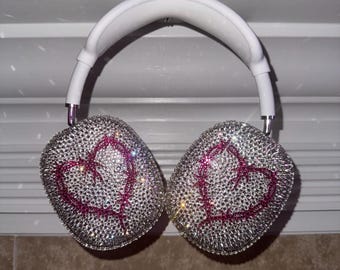 Fundas para AirPod Max: Corazón de espina rosa con diamantes de imitación personalizados