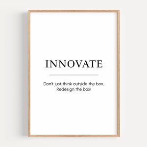innovate quote, motivational wall art, creative inspiration print, gift for entrepreneur, office printable decor, creative thinking poster