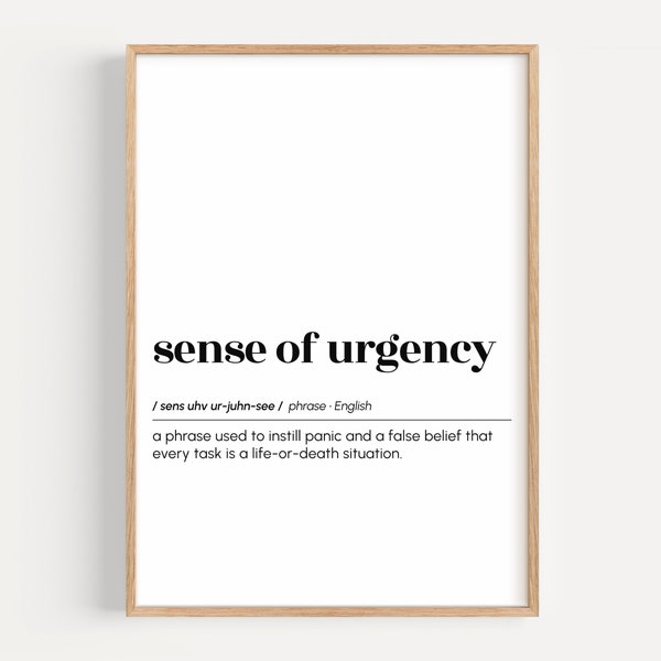 sense of urgency, corporate jargon, office wall art, definition print, funny cubicle decor, coworker gift, printable wall art, digital print