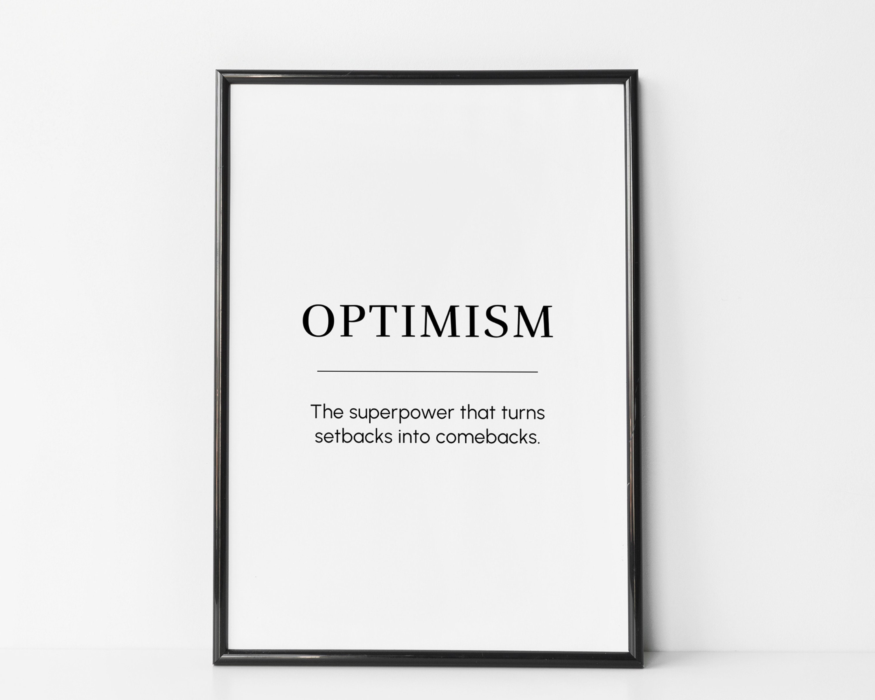 Optimism Meaning, Motivational Wall Art, Positive Quote Print ...