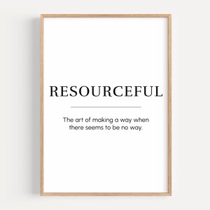 resourceful meaning, motivational wall art, creative entrepreneur mindset, inspirational poster, office printable decor, digital download