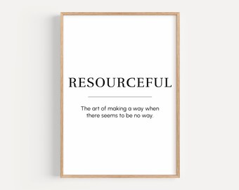 resourceful meaning, motivational wall art, creative entrepreneur mindset, inspirational poster, office printable decor, digital download