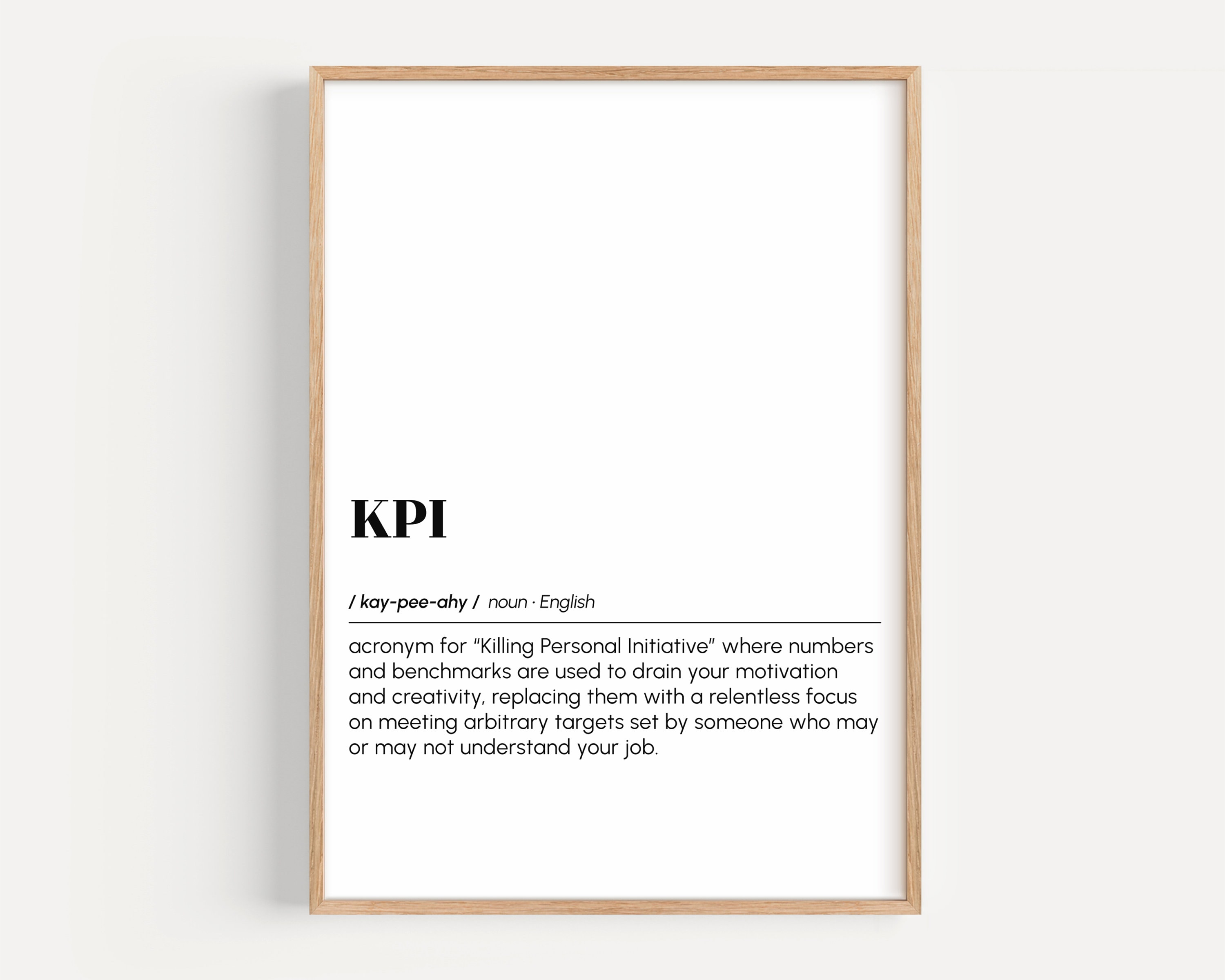 Funny Office Wall Art, KPI Definition Print, Corporate Office Poster ...