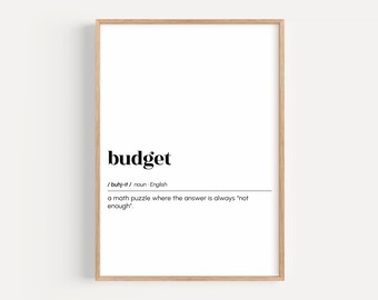 funny office wall art, budget definition print, corporate office poster, cubicle decor, printable wall art, coworker gift, digital download
