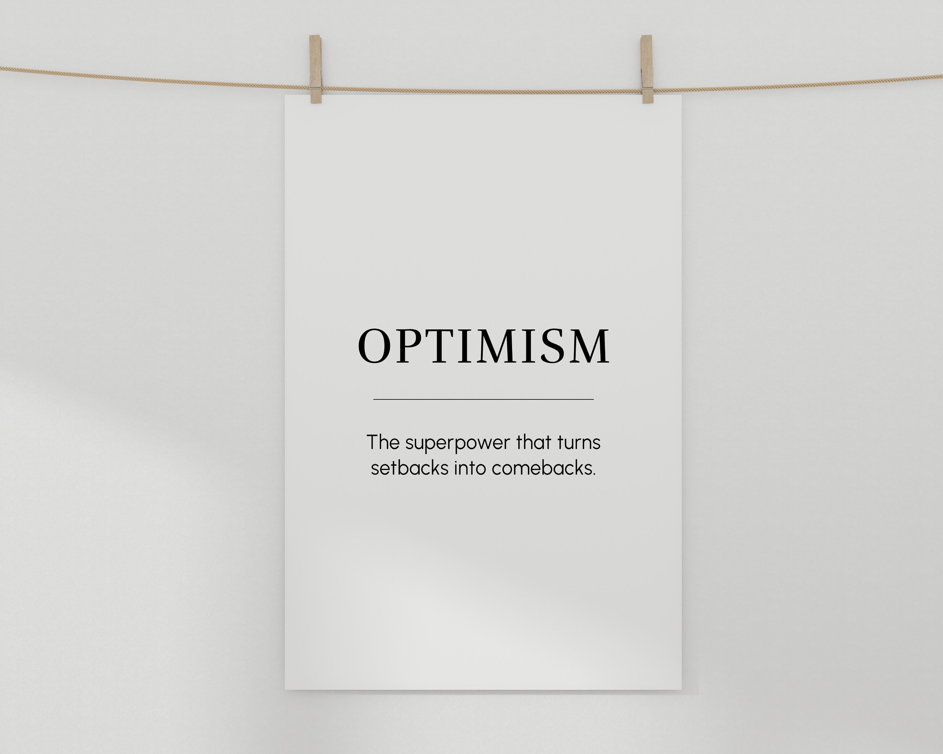 Optimism Meaning, Motivational Wall Art, Positive Quote Print ...