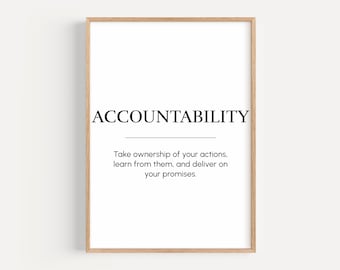 accountability, motivational wall art, inspirational quote print, poster gift for entrepreneur, office printable decor, digital download