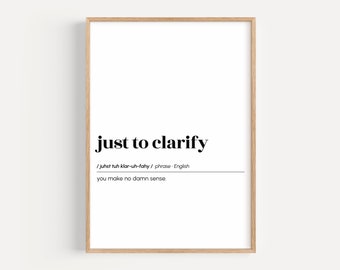 just to clarify, funny cubicle poster, email definition print, home office decor, printable wall art, coworker gift, digital download